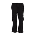 Youth black fleece cargo sweatpants with drawstring waist and cargo side pockets