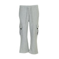 Heather grey youth fleece cargo sweatpants, drawstring waist, cargo pockets