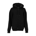 Women's black fleece full-zip hoodie with hood and front pockets