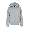Youth heather grey fleece zip-up hoodie with hood and front zipper