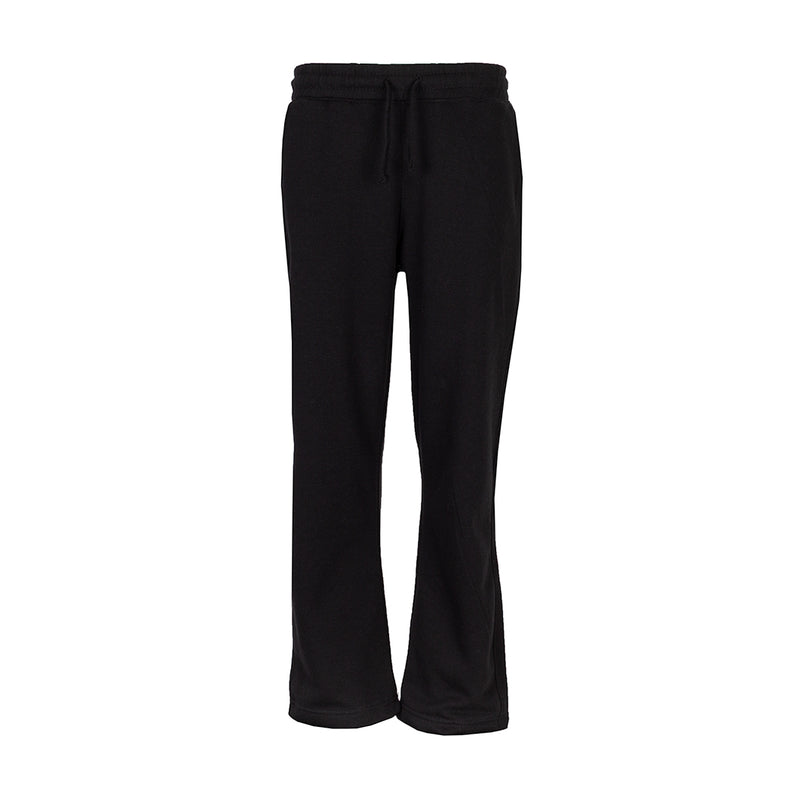 Youth black fleece open-hem pants with drawstring waist