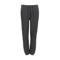Women's black fleece pants with drawstring waist and tapered leg