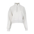Women's ash heather fleece quarter-zip pullover with stand collar