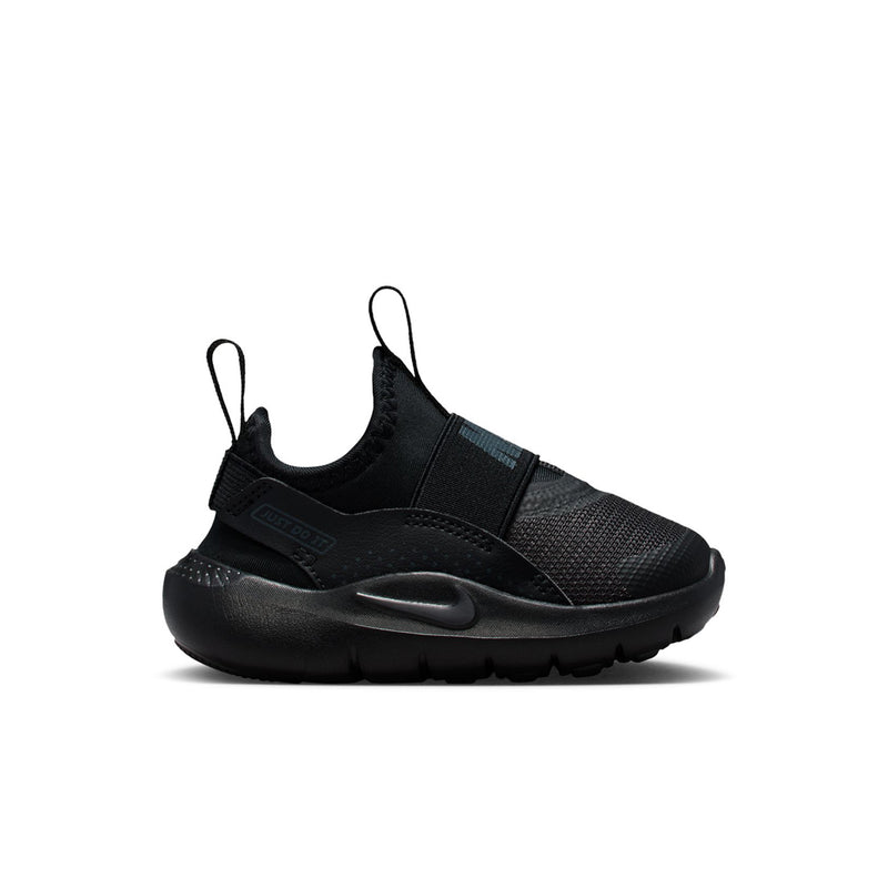 Toddler slip-on sneakers in dark black with mesh upper and sculpted rubber sole