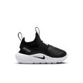 Black toddler slip-on sneaker with white midsole and Nike swoosh on side