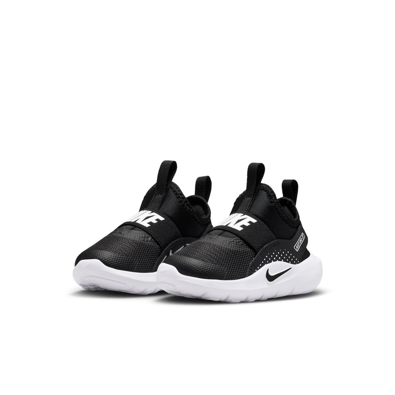 Black toddler slip-on sneakers pair with hook-and-loop strap and Nike swoosh