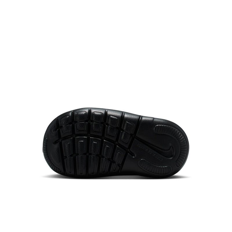 Toddler black slip-on sneaker outsole with molded traction pattern