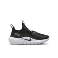 Youth black slip-on running shoe with white midsole and Nike swoosh