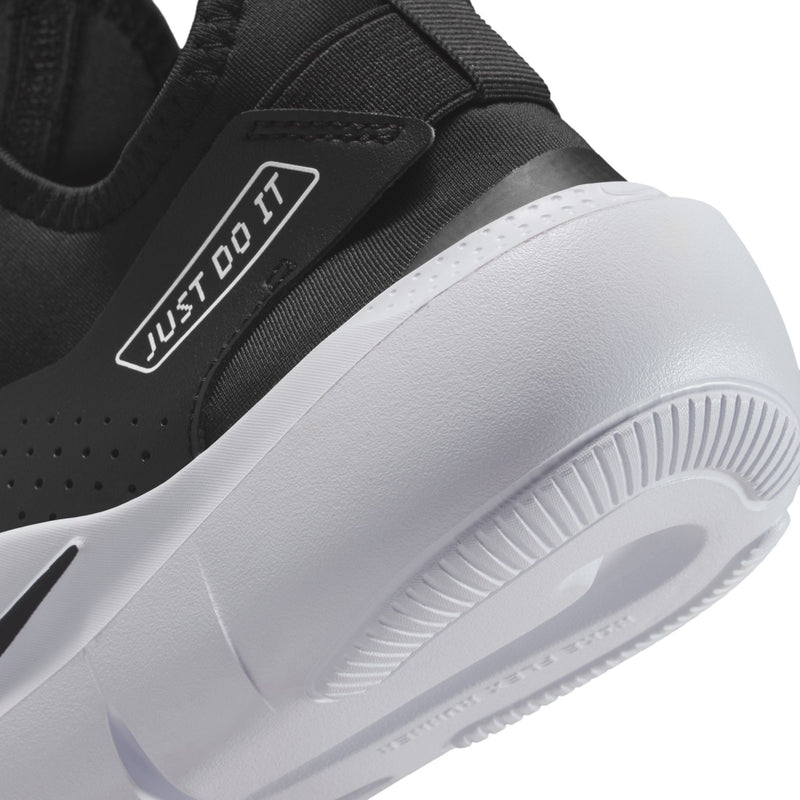 Youth black slip-on with 'JUST DO IT' heel tab and white traction sole