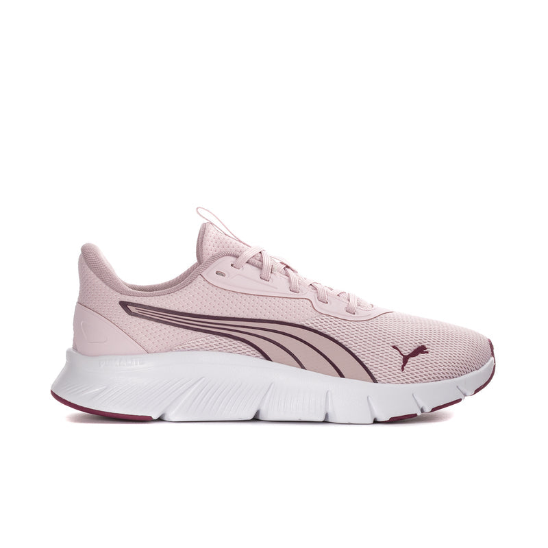 Light pink women's running sneakers with PUMA logo, white midsole, maroon accents