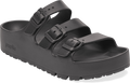 Quarter turn view Women's Birkenstock Footwear style name Florida III Eva Flex Plat Narrow in color Black. Sku: 1029738