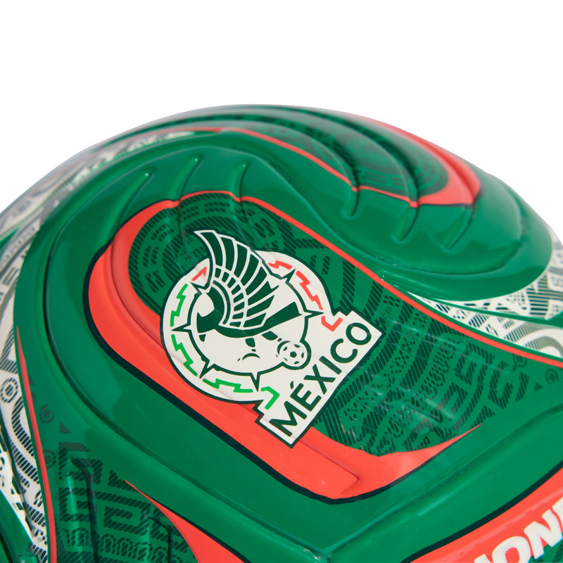 Green mini soccer ball panel with Mexico crest and orange curved stripe