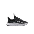 Kids' black and white sneakers with cushioned sole and Nike Swoosh