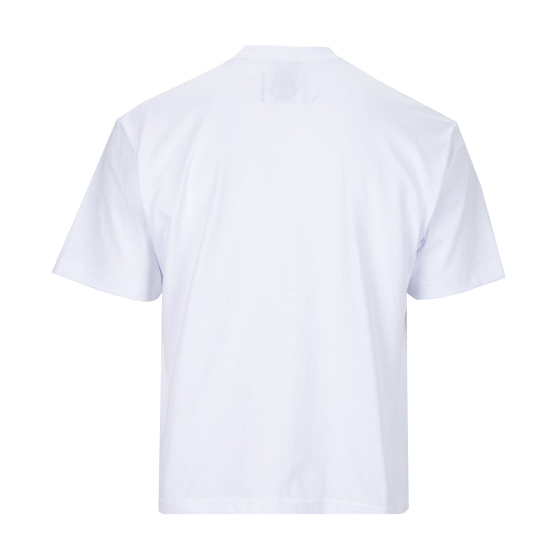 Men's white T-shirt, plain back view