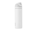 FreeSip 24 oz stainless steel water bottle in light marshmallow white, closed lid.