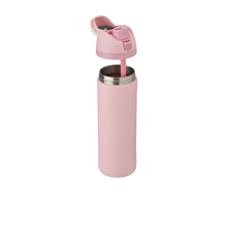 Rose quartz 24oz stainless steel bottle with flip sip lid and carry handle
