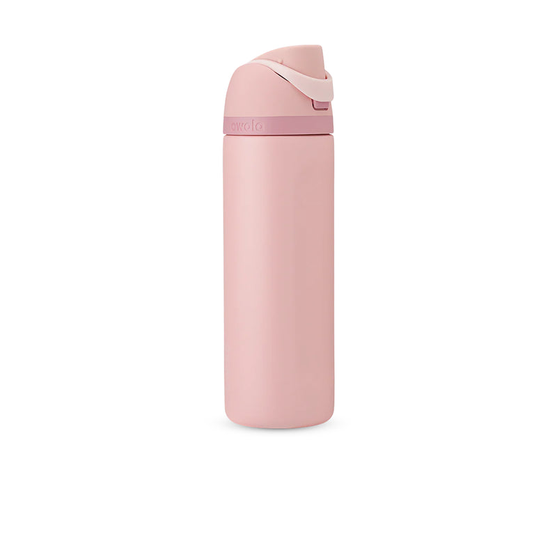 Rose quartz 24oz stainless steel bottle with flip sip lid, closed spout