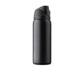 32oz stainless steel sip bottle, strap folded on top, owala logo, very dark finish