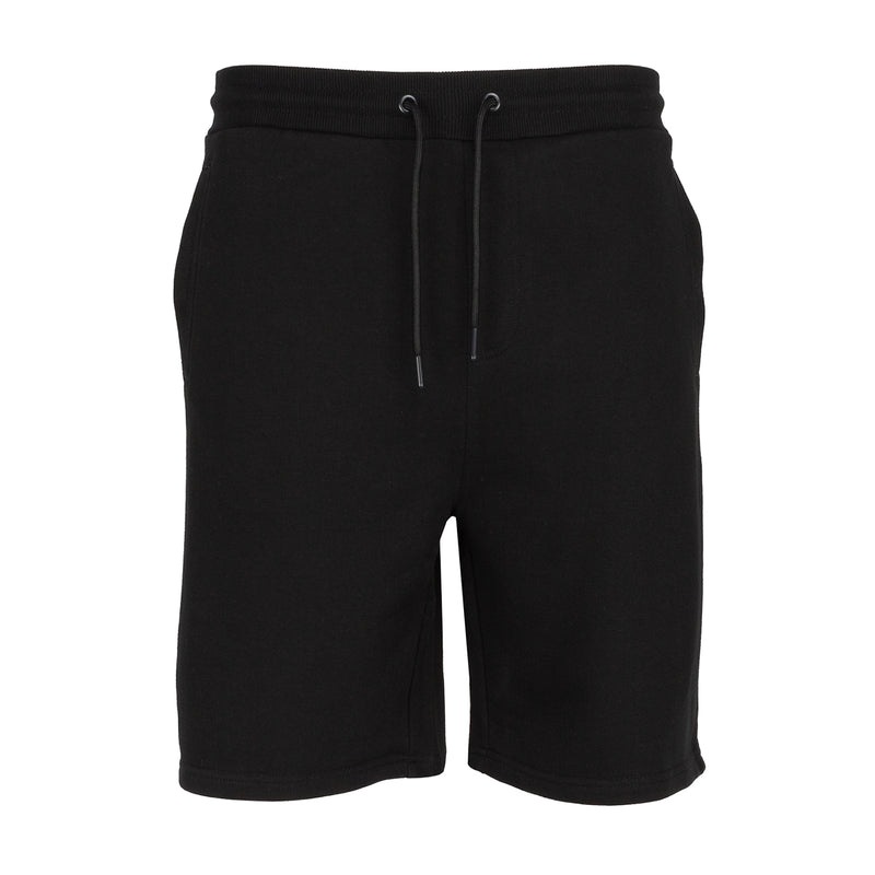 Men's French terry shorts in black with drawstring and side pockets