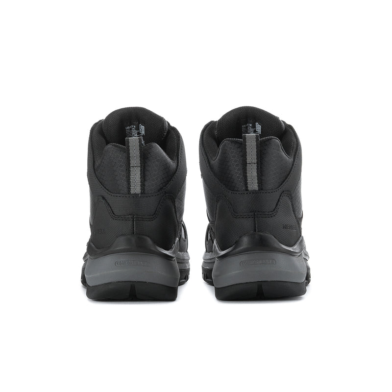 Black boot heels with padded collar and rear pull tabs