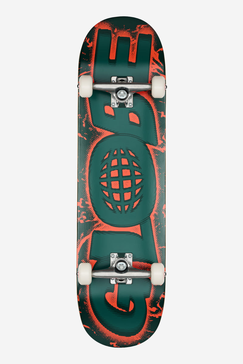 G0 Reverb complete skateboard Dark Olive Phantom with green red deck graphic and white wheels