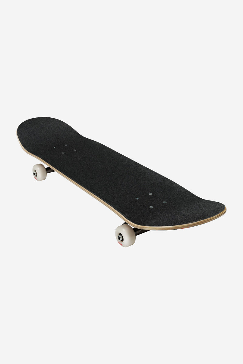 Angled view of Dark Olive Phantom G0 Reverb complete skateboard showing the deck and white wheels