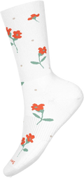 Quarter turn view Women's Smartwool Sock style name Garden Gala Crew in color White. Sku: SW003043122
