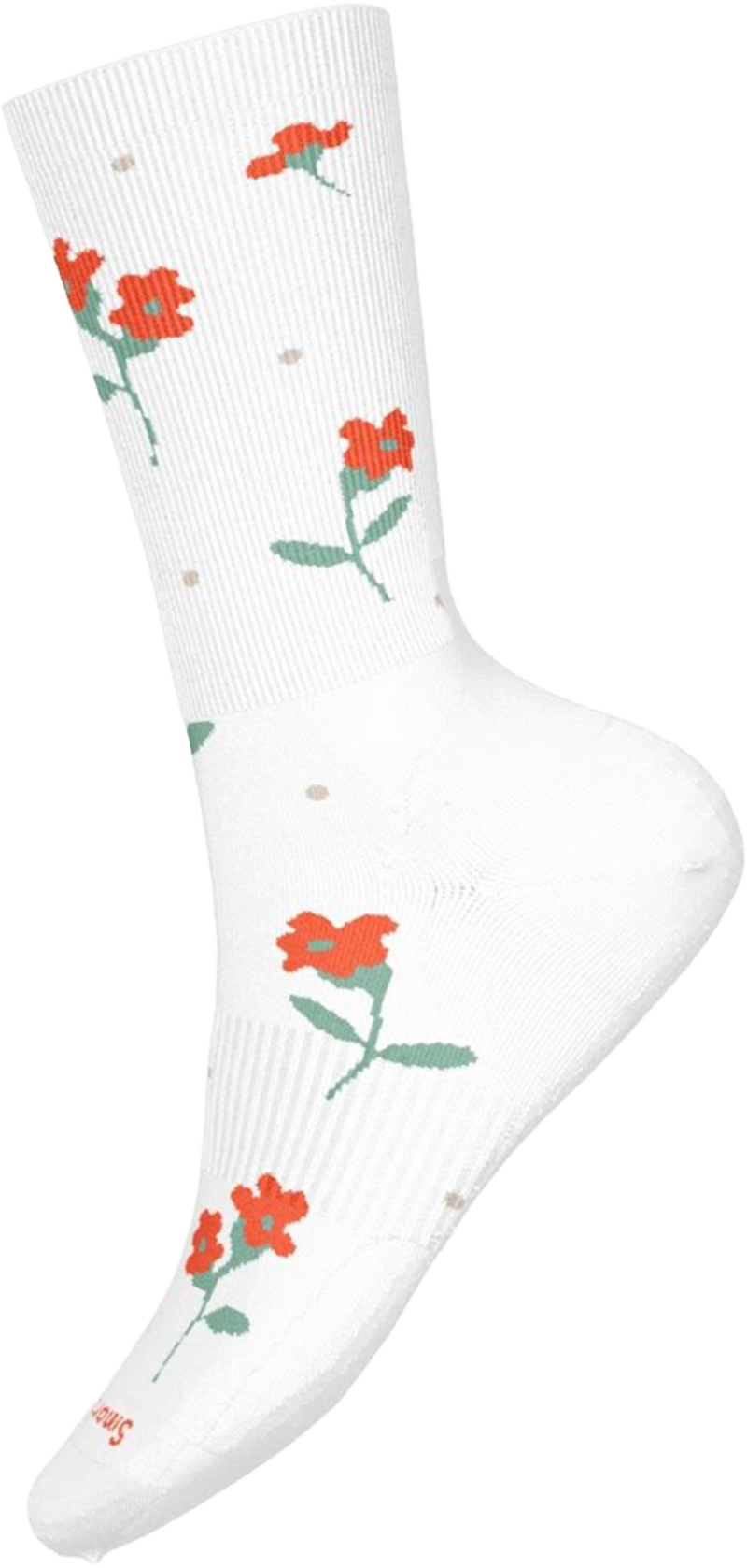 Quarter turn view Women's Smartwool Sock style name Garden Gala Crew in color White. Sku: SW003043122