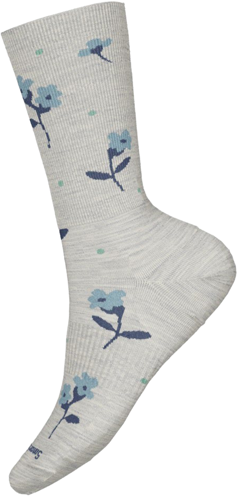 Quarter turn view Women's Smartwool Sock style name Garden Gala Crew in color Ash. Sku: SW003043069