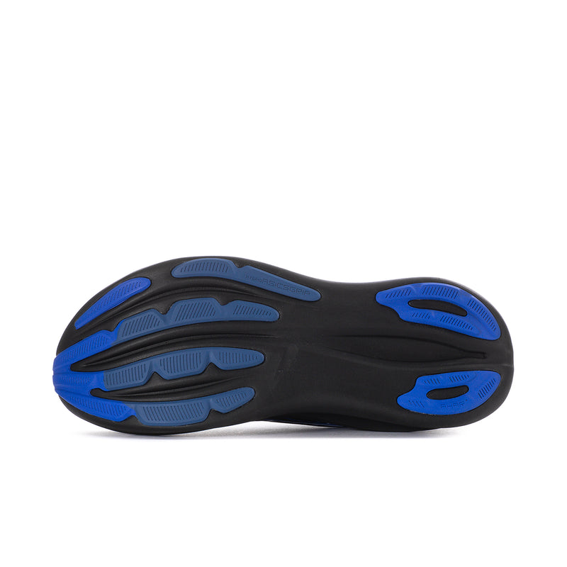 Gel-Nimbus 28 men's running shoes outsole, dark tread with blue traction pads