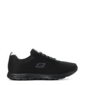 Women’s black lace-up wide sneakers with knit fabric and side logo