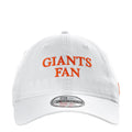 White baseball cap with 'GIANTS FAN' front embroidery and New Era patch
