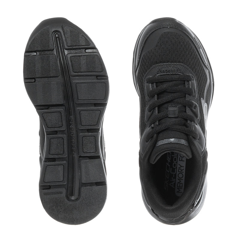 Black kids sneakers outsole and heel, textured tread for grip