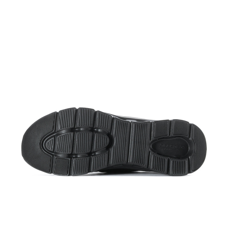 Men's black sneaker outsole with molded traction tread pattern