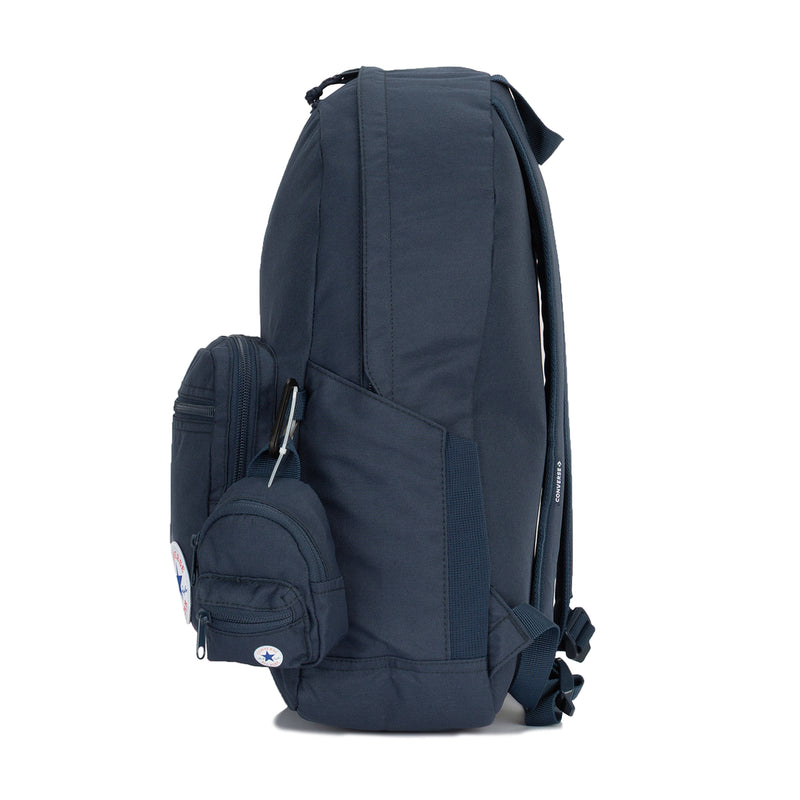 Go 2 backpack in Converse Navy, rear view with adjustable straps and front pouch