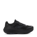 Black women's running sneaker with lace-up knit upper and chunky Max Cushion sole