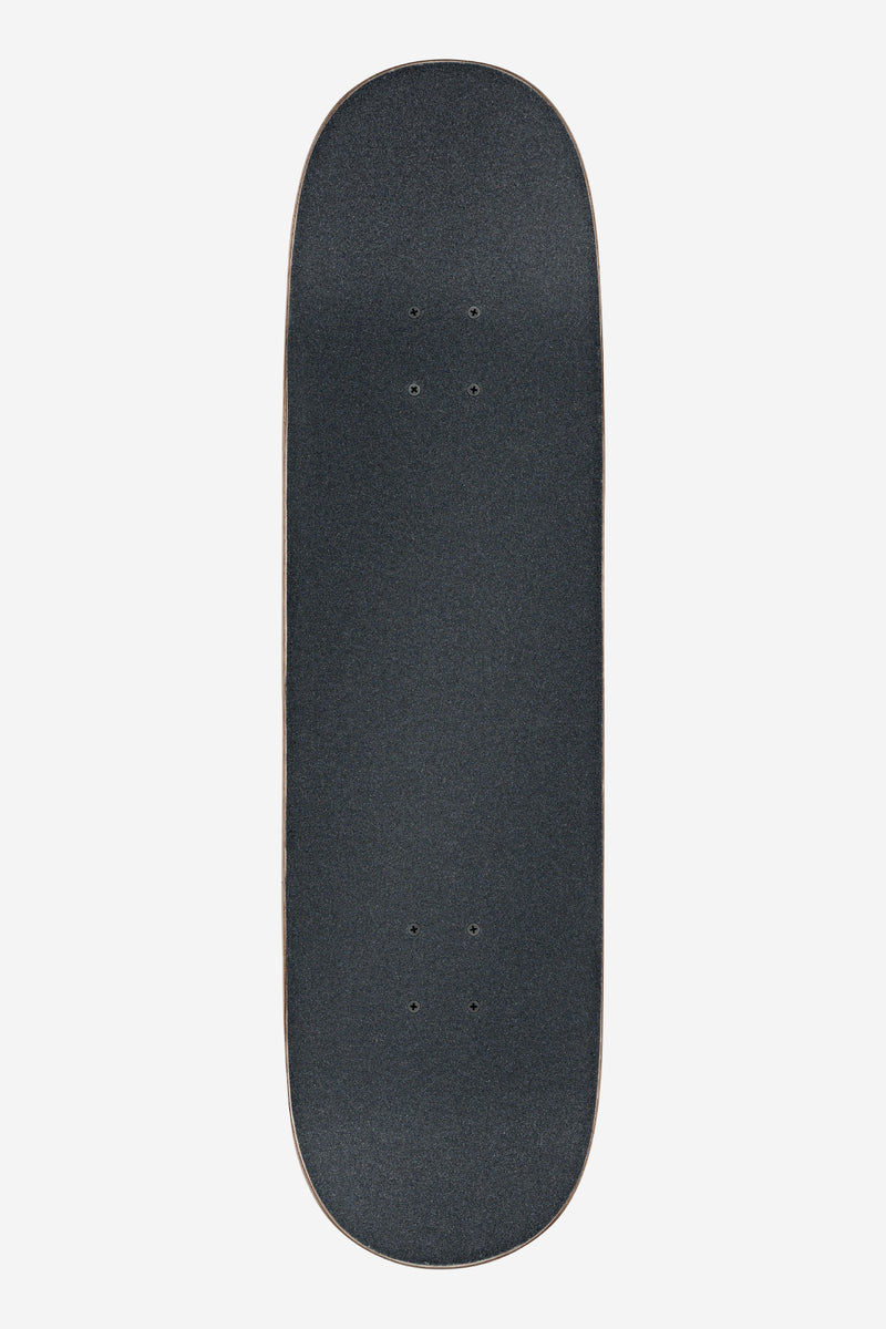 Top view of Vintage White Camo 8.75 inch deck with black grip tape and natural wood edge
