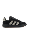 Men’s black adidas court sneaker with white three stripes and dark gum sole