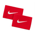 Red guard stay pads with white swoosh logo
