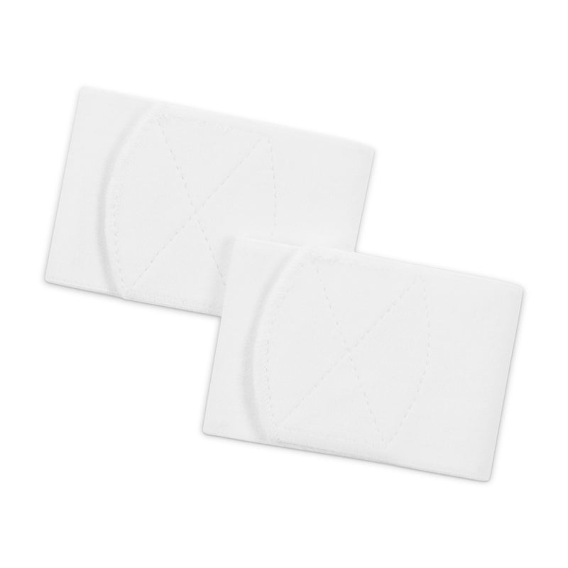 Pair of white sports guard stay pads with subtle embossed Nike swoosh detail