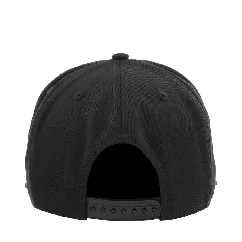 Black baseball cap with adjustable back strap