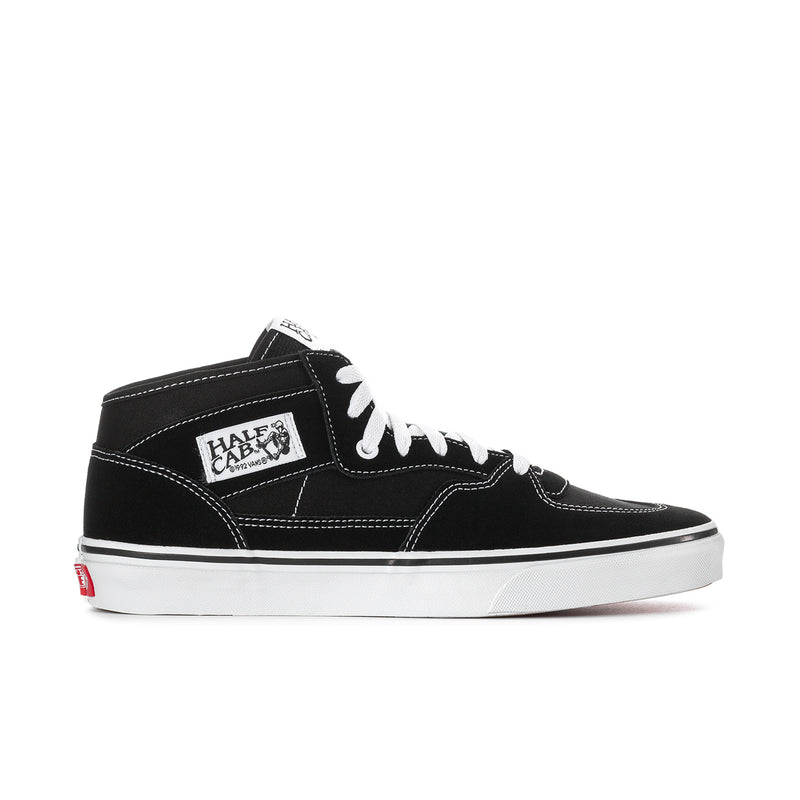 Half Cab black canvas high-top sneakers with white laces and white rubber sole