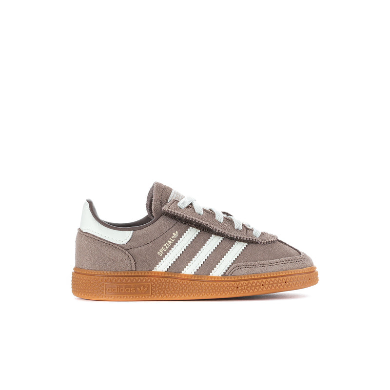 Toddler adidas Handball Spezial low-top sneakers, brown suede with cream stripes and lace