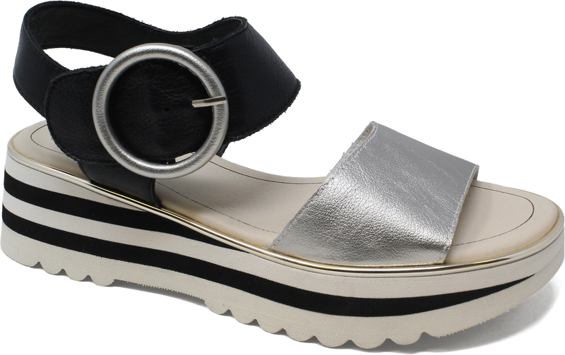 Women's Django & Juliette Harlows in Argento-Black Leather. Sku: DJ21289MQ2LE