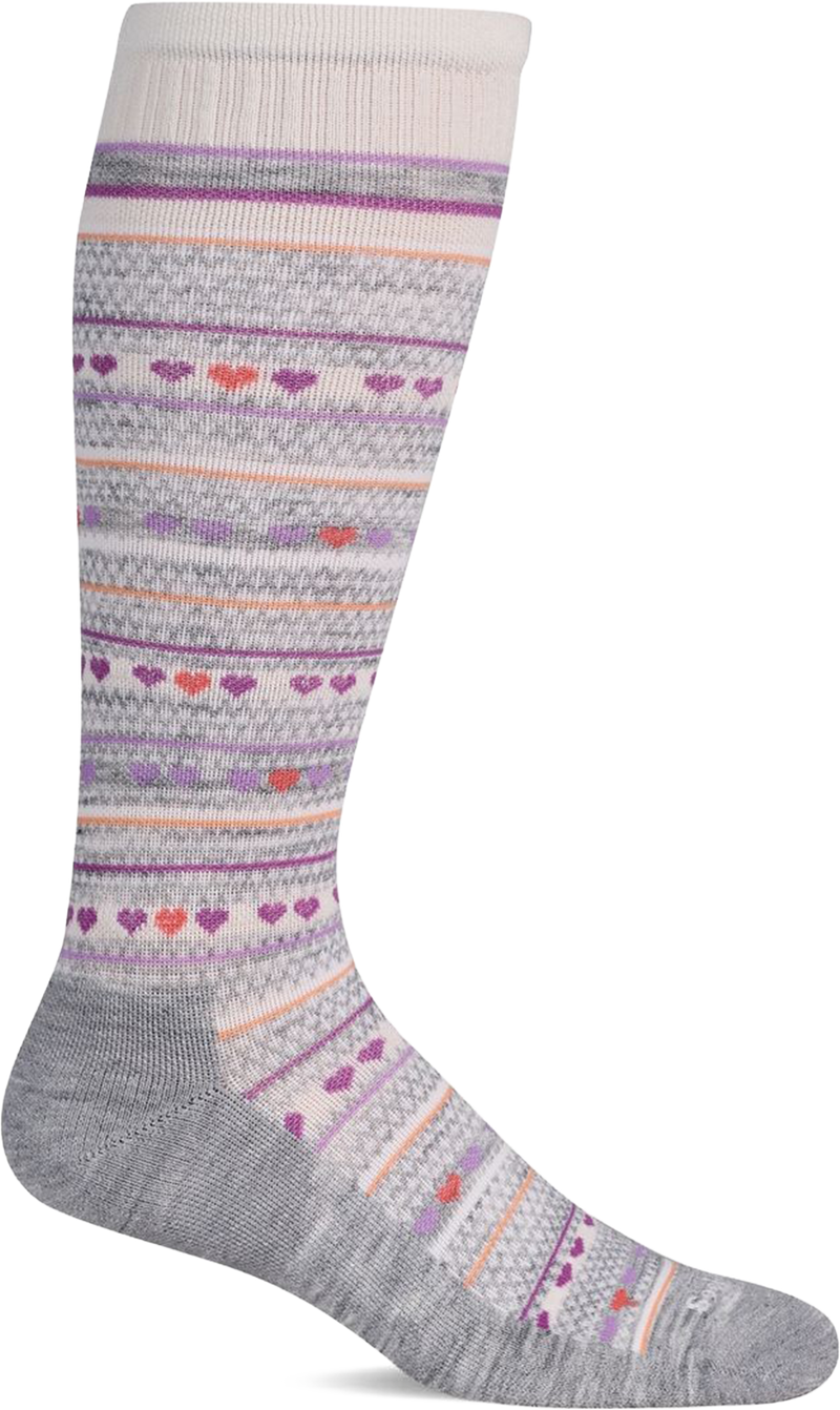 Quarter turn view Women's Sockwell Sock style name Heartlink Firm in color Light Grey. Sku: SW199W-800
