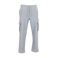 Heather grey men’s cargo sweatpants with open hems and drawstring waist
