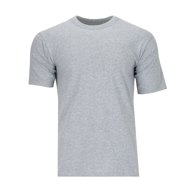 Grey heavyweight crew neck T-shirt, short sleeves, solid knit for men