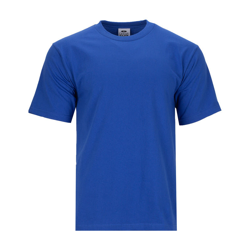Men's solid royal blue crew neck T-shirt, short sleeves
