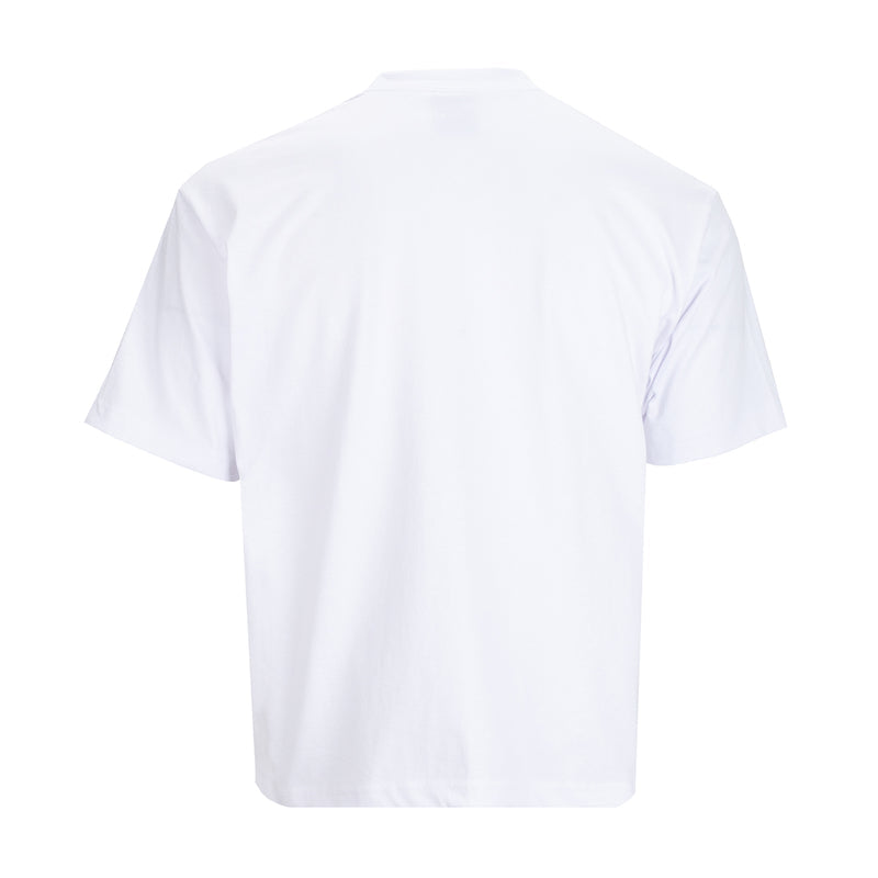 Men's heavywide T-shirt, white back view, crew neck, short sleeves