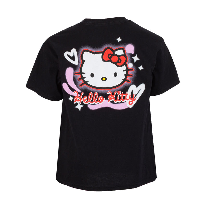 Youth black Hello Kitty airbrush T-shirt with large back Hello Kitty graphic